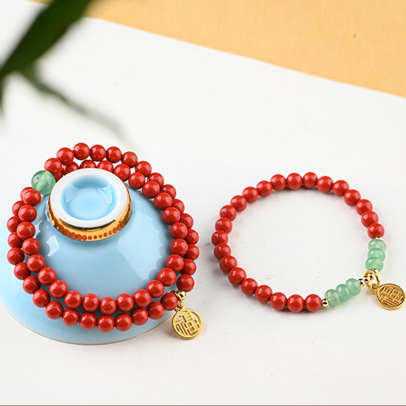 KarmaRipple's Tibetan Cinnabar Green Aventurine Fortune Bracelet Pendant p8