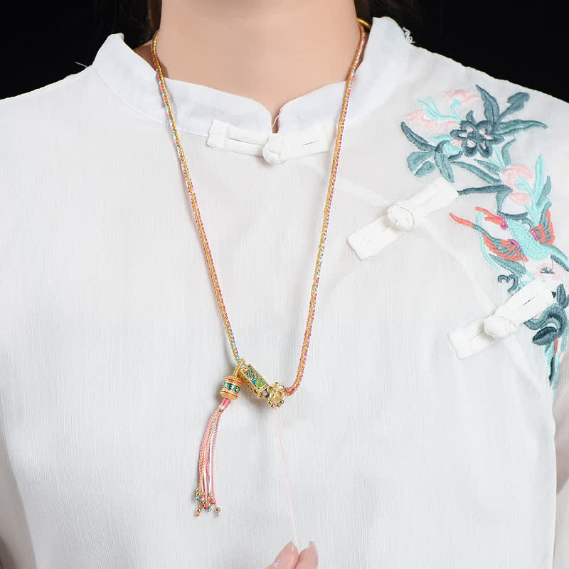 KarmaRipple's Colorful String Bronze Wealth Pendant Necklace p4