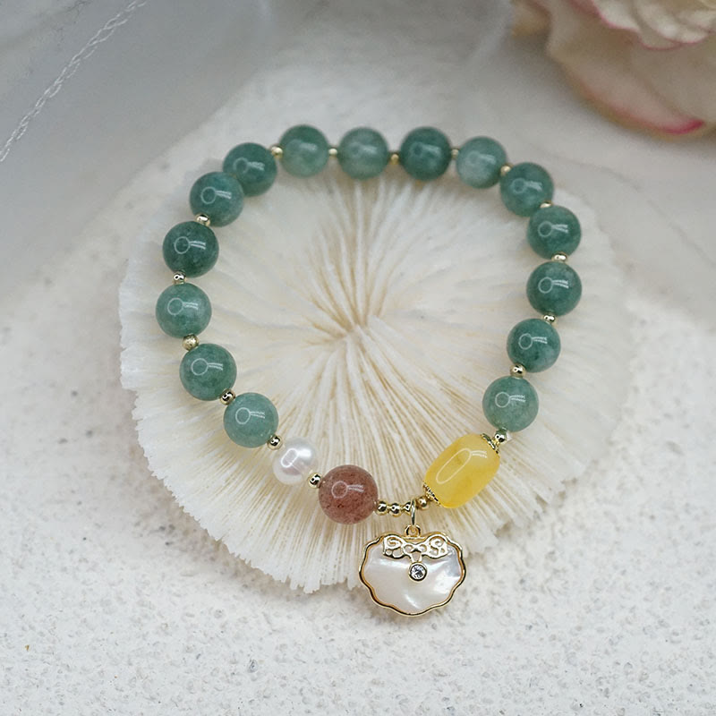 KarmaRipple's Jade Sea shell Ruyi Lock Fortune Bracelet p1