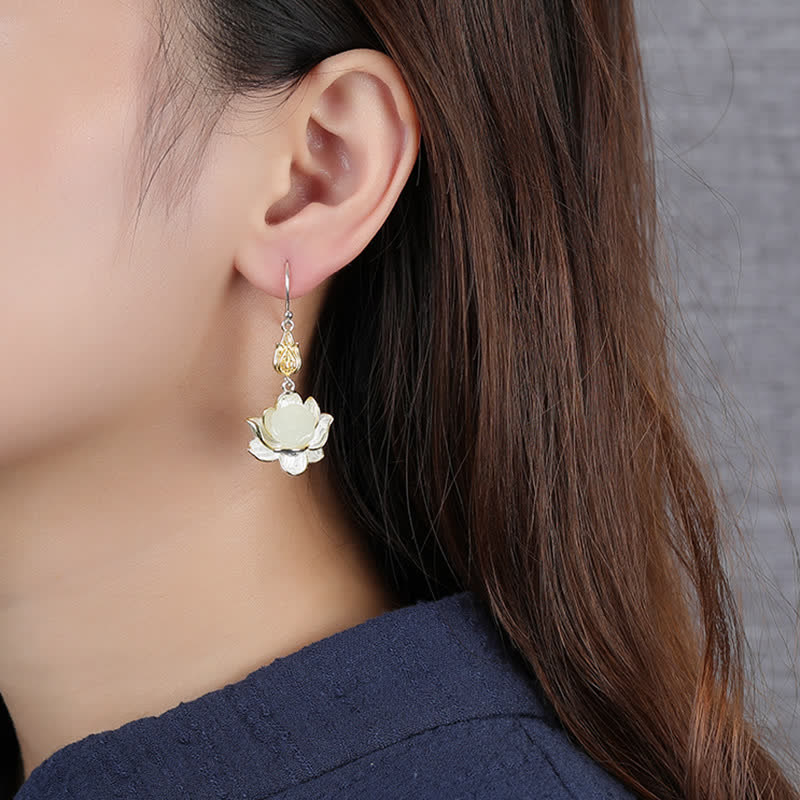KarmaRipple's Ivory Jade Protection Balance Drop Earrings p5