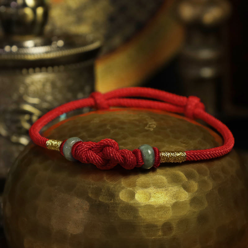 KarmaRipple's Bring Good Fortune Red String Jade Fortune Weave Woven Pair Bracelet p7