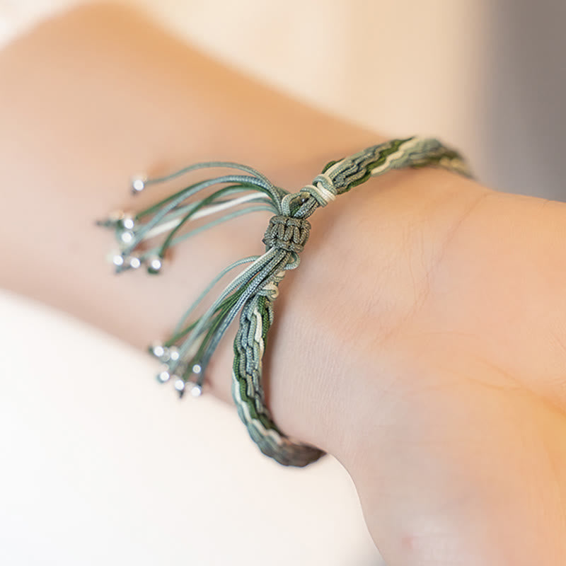 KarmaRipple's Ivory Jade Bamboo Reincarnation Weave Wealth Fortune Strength String Bracelet p6