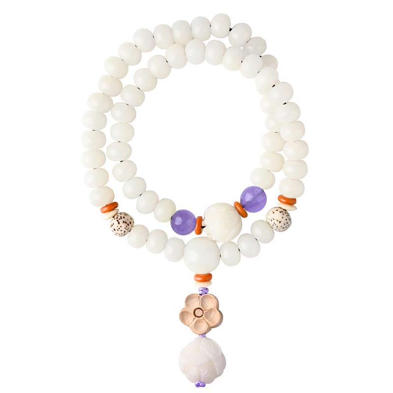 KarmaRipple's Tibetan Ivory Jade Bodhi Lotus Blessing Bracelet p20