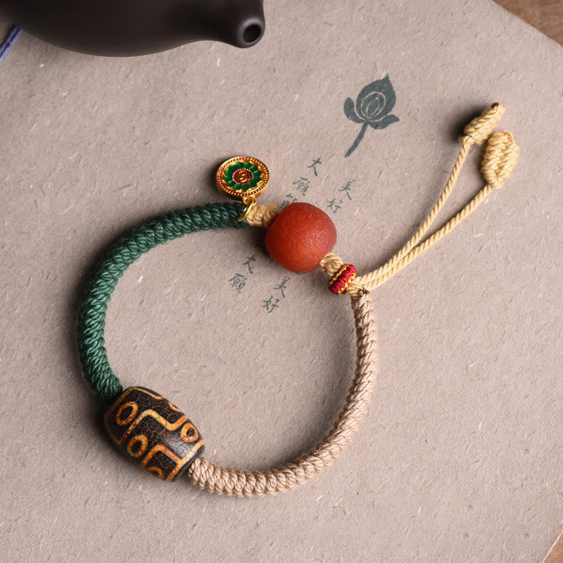 KarmaRipple's Handmade Tibetan Nine-Eye Dzi Bead Wealth Rope Bracelet p6