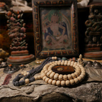 KarmaRipple's 108 Mala Beadwork Abelia Biflora Wood Warding Off Evil Spirits Wrist Mala