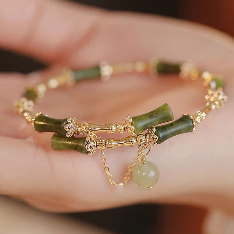 KarmaRipple's Bamboo Jade Pattern Fortune Bracelet Bangle p1