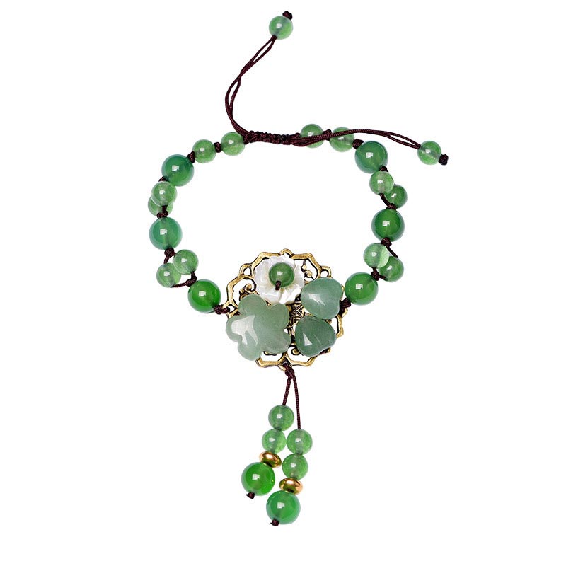 KarmaRipple's Authentic Green Jade Fortune Dangling Flower Bracelet p19