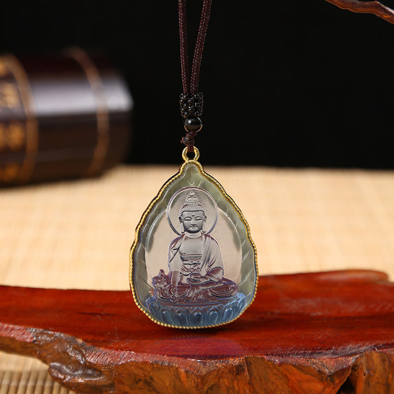 KarmaRipple's Tibetan Buddha Liuli Gemstone Serenity Pendant Necklace p16