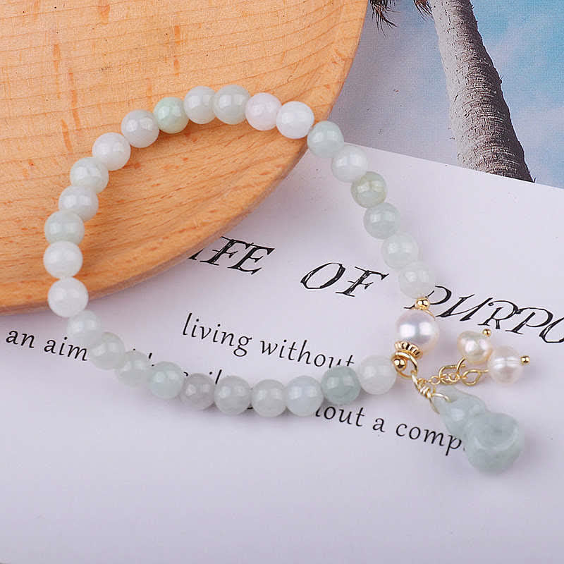 KarmaRipple's Authentic Jade Pearl Gourd Prosperity Fortune Bracelet p5
