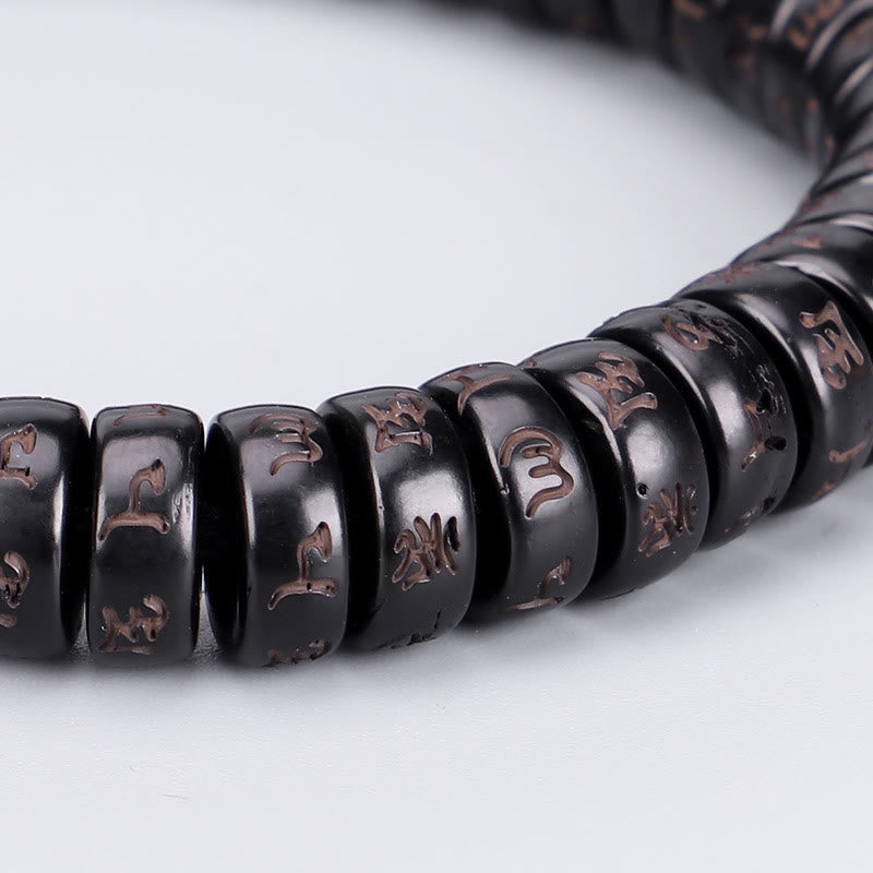 KarmaRipple's Tibetan Coconut Shell Beadwork Engraved Om Mani Padme Hum Mantra Positive String Bracelet p3