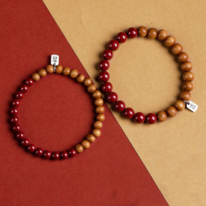 KarmaRipple's 925 Sterling Silver Peach Wood Cinnabar Ward Off Evil Spirits Bracelet p3