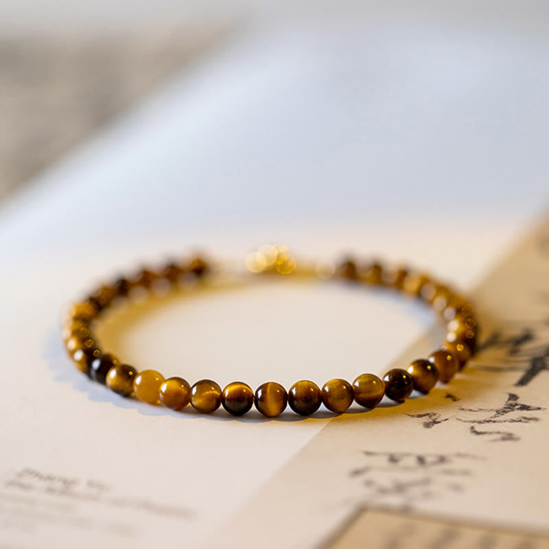 KarmaRipple's 14K Gold Plated Authentic Tiger Eye Stone Courage Protection Bracelet p10