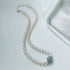 Necklace / Pearl Aquamarine 925 Sterling Silver 42cm