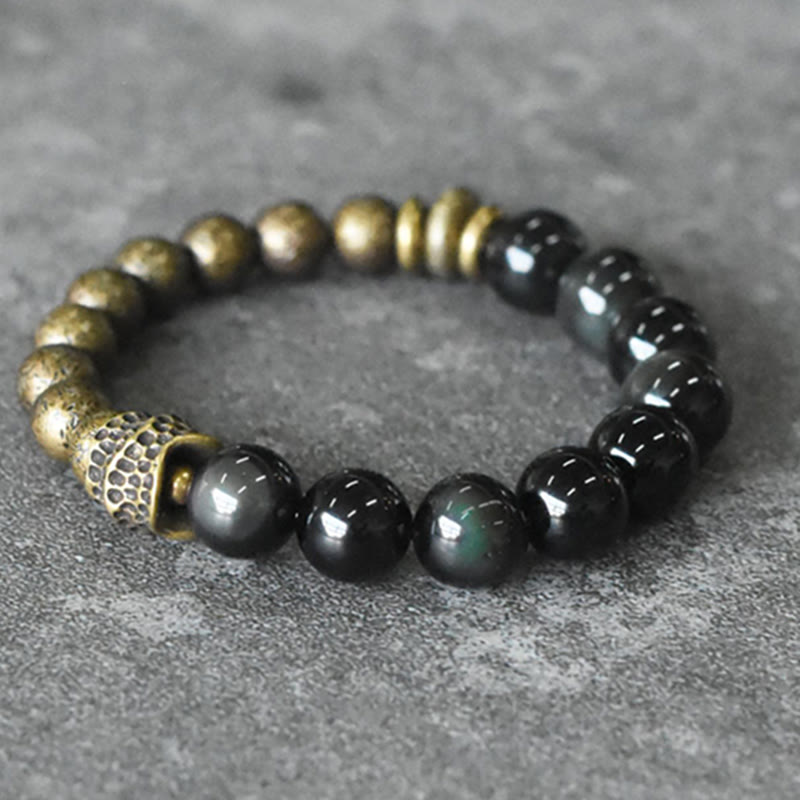 KarmaRipple's Rainbow Obsidian Bronze Bead Positive Transformation Bracelet p10