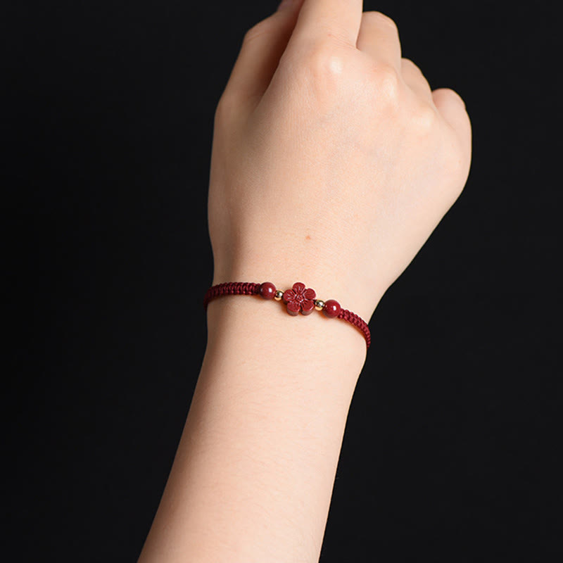 KarmaRipple's Four Leaf Clover Five-petal Flower Cinnabar Blessing Red String Bracelet p17