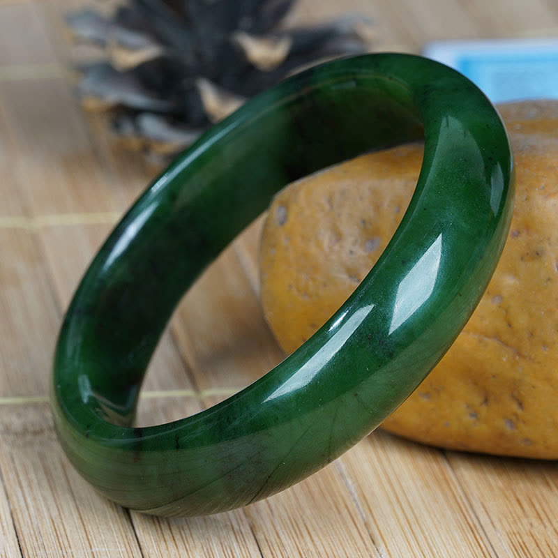 KarmaRipple's Authentic Hetian Cyan Jade Happiness Success Bracelet Bangle p15