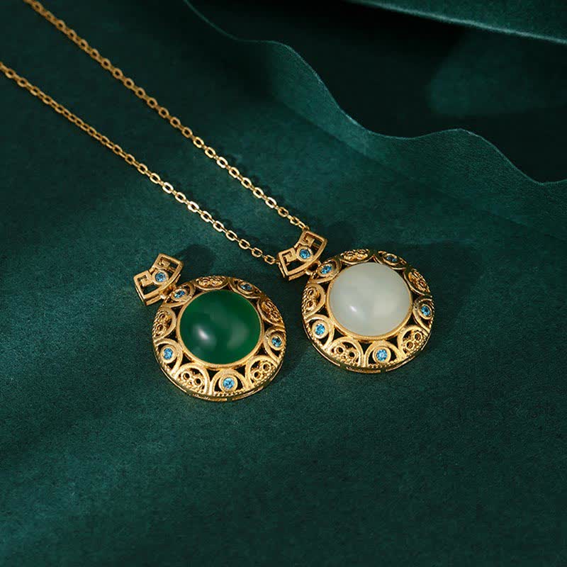 KarmaRipple's 925 Sterling Silver Green Chalcedony Hetian Ivory Jade Strength Pendant Necklace p6