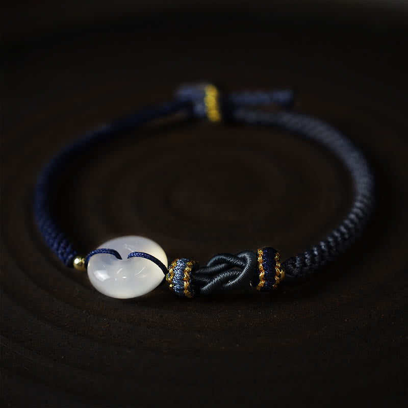 KarmaRipple's Handmade Ivory Agate Peace Buckle Fortune Happiness Protection Weave String Bracelet p10