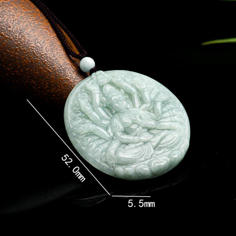 KarmaRipple's Thousand-Hand Kwan Yin Avalokitesvara Jade Blessing String Pendant Necklace p11