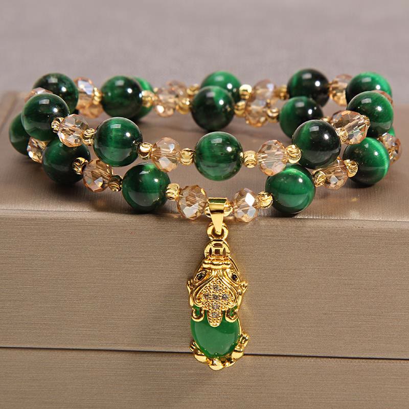 KarmaRipple's Tiger Eye Pixiu Fox Money Bag Protection Self Confidence Double Wrap Bracelet p18