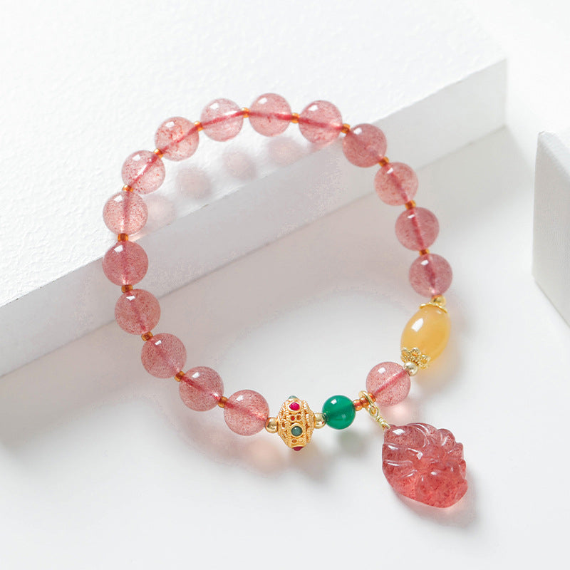 KarmaRipple's Authentic Strawberry Quartz Nine Tailed Fox Balancing Bracelet p7