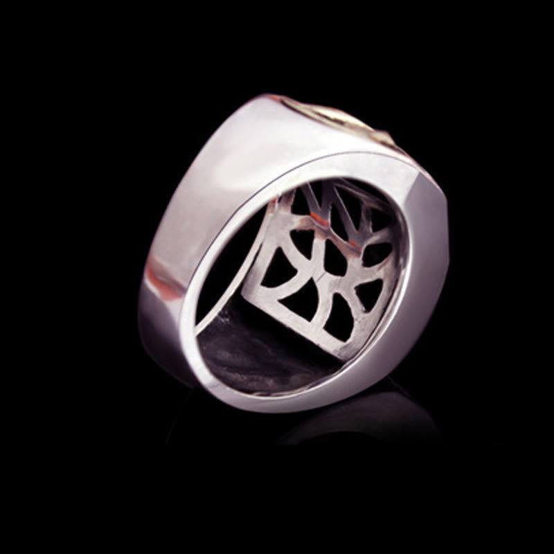 KarmaRipple's 925 Sterling Silver Sanskrit'sign Carved Protection Adjustable Ring p15