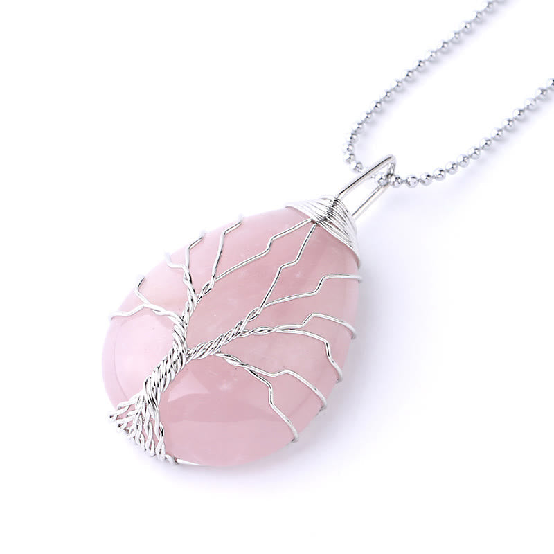 KarmaRipple's Authentic Quartz Gemstone Tree Of Life Balancing Energy Pendant Necklace p59