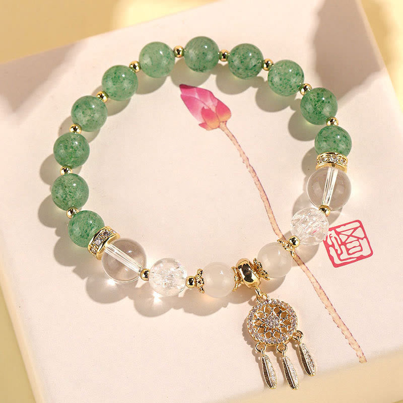 KarmaRipple's Green Strawberry Quartz Amethyst Gemstone Dreamcatcher Balancing Bracelet p8