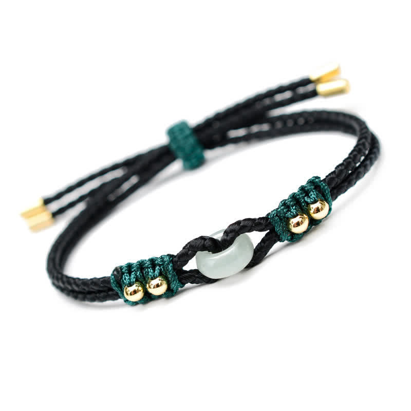 KarmaRipple's Round Peace Buckle Jade Abundance Wealth String Bracelet p12