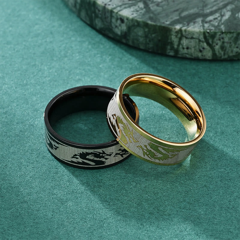 KarmaRipple's Dragon Carved Protection Strength Titanium Steel Ring p3
