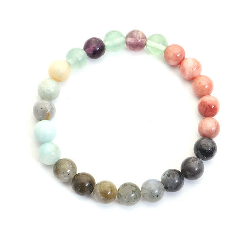 KarmaRipple's 108 Mala Beadwork Fluorite Black Glitter Stone Protection Tassel Bracelet ( p1