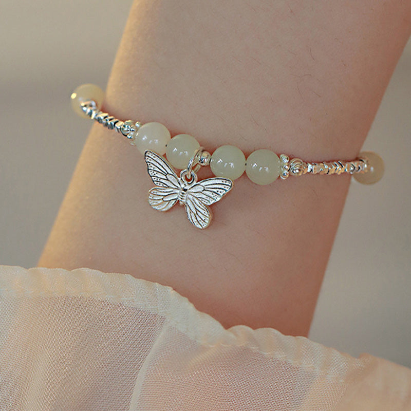 KarmaRipple's 925 Sterling Silver Authentic Hetian Jade Fortune Butterfly Talisman Bracelet p6