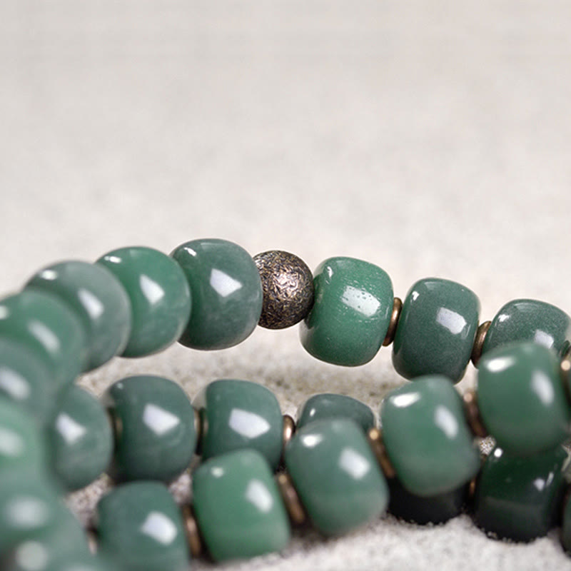 KarmaRipple's Cyan Bodhi Seed Dzi Bead Wisdom Peace Triple Wrap Bracelet p6