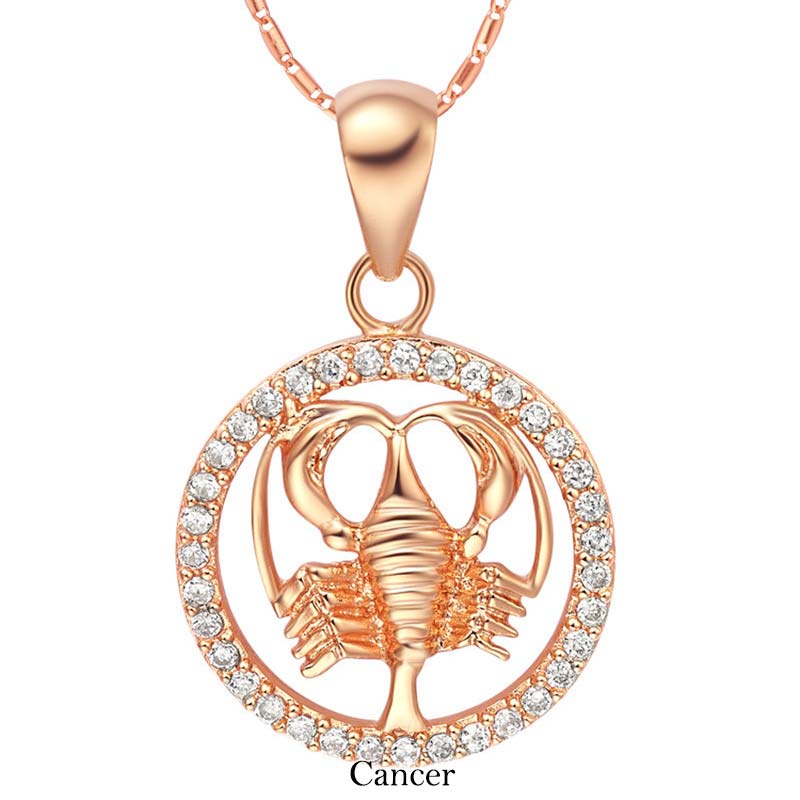 KarmaRipple's 12 Constellations of the Zodiac Rhinestone Fortune Pendant Chain Necklace ( p5