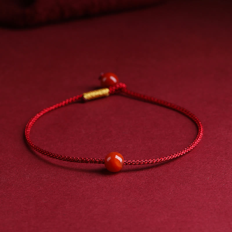 KarmaRipple's Authentic Cinnabar Red Agate Blessing Red String Bracelet p23