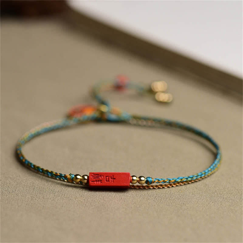 KarmaRipple's Handmade Cinnabar As one'shes Blessing Braid Double Layer Bracelet p5