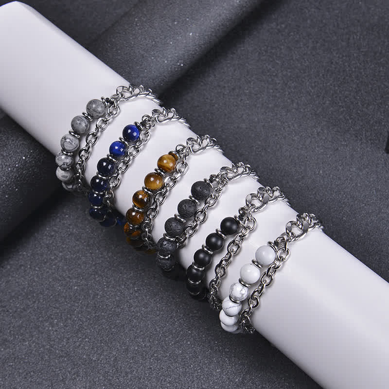 KarmaRipple's Tiger Eye Picasso Jasper Frosted Stone Strength Bracelet p8