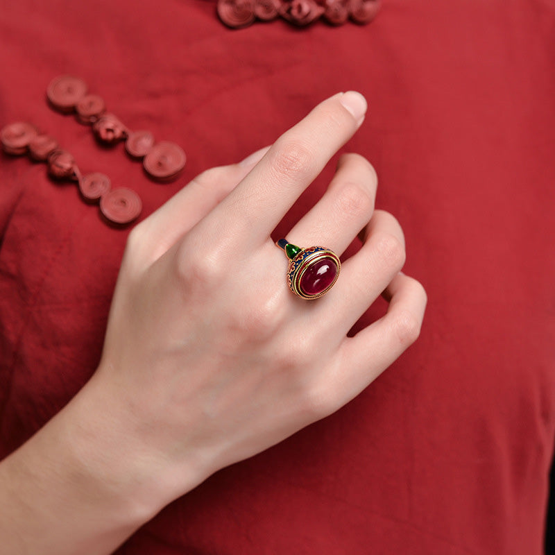 KarmaRipple's 925 Sterling Silver Red Corundum Courage Ring p5