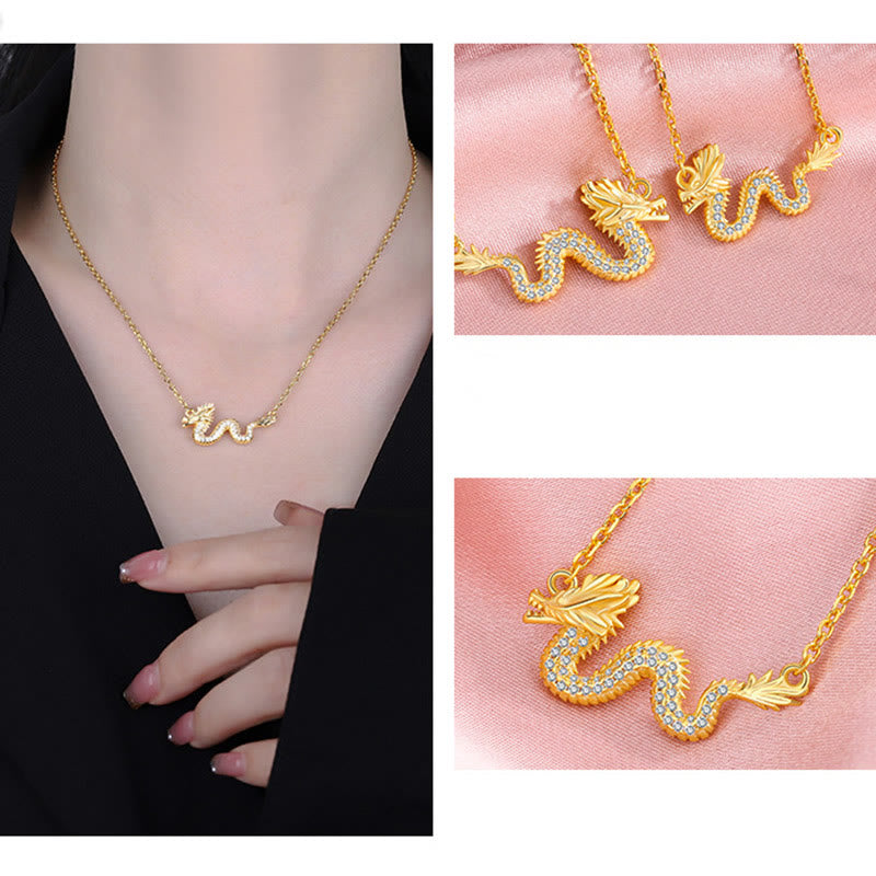 KarmaRipple's 925 Sterling Silver Year Of The Dragon Auspicious Golden Dragon Fortune Chain Pendant Necklace p14