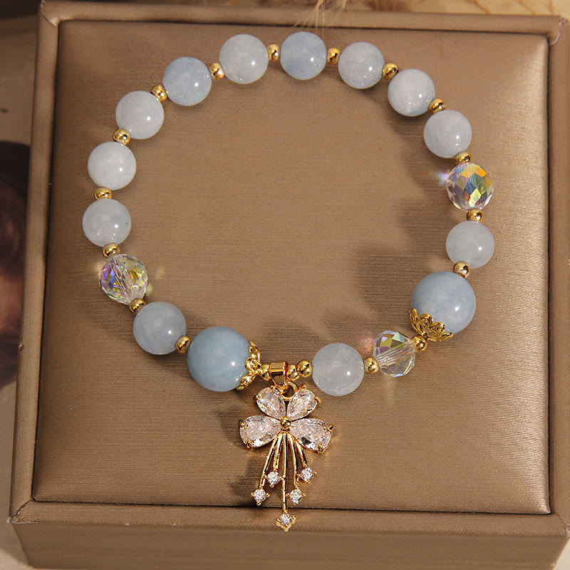 KarmaRipple's Aquamarine Pink Gemstone Balancing Zircon Butterfly Talisman Bracelet p7