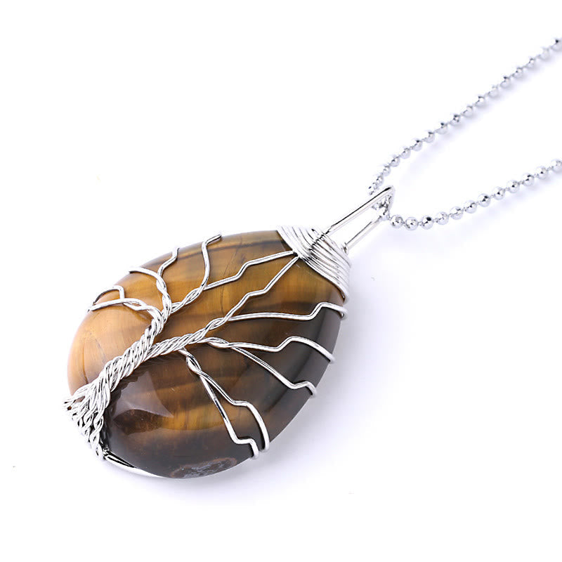KarmaRipple's Authentic Quartz Gemstone Tree Of Life Balancing Energy Pendant Necklace p18