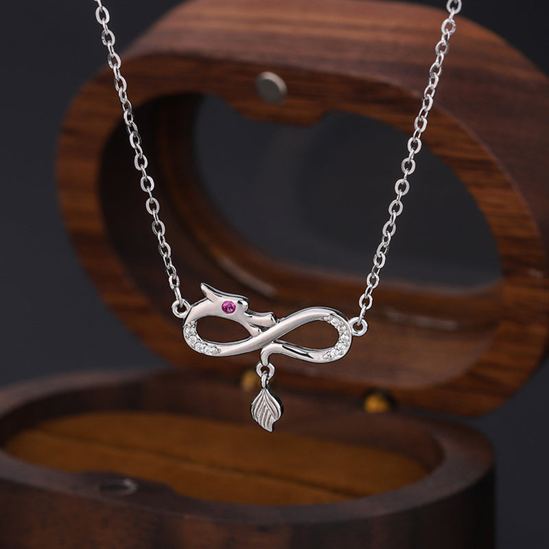 KarmaRipple's 999 Sterling Silver Year Of The Dragon Endless Weave Tail Talisman Protection Pendant Necklace p5