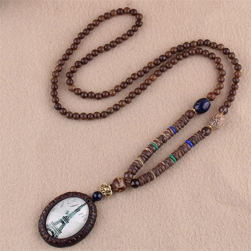 KarmaRipple's Tibetan Wenge Wood Bodhi Seed Agate Elephant Protection Pendant Necklace p7