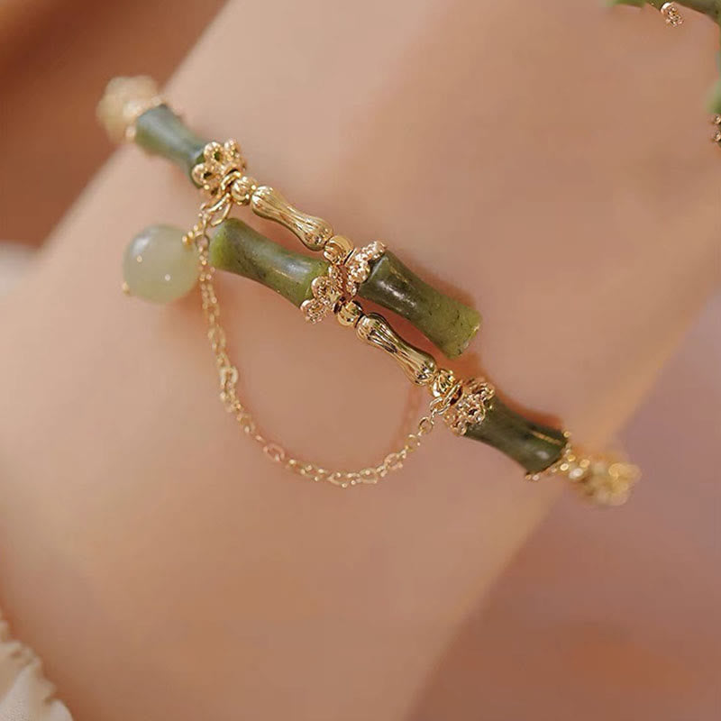 KarmaRipple's Bamboo Jade Pattern Fortune Bracelet Bangle p3