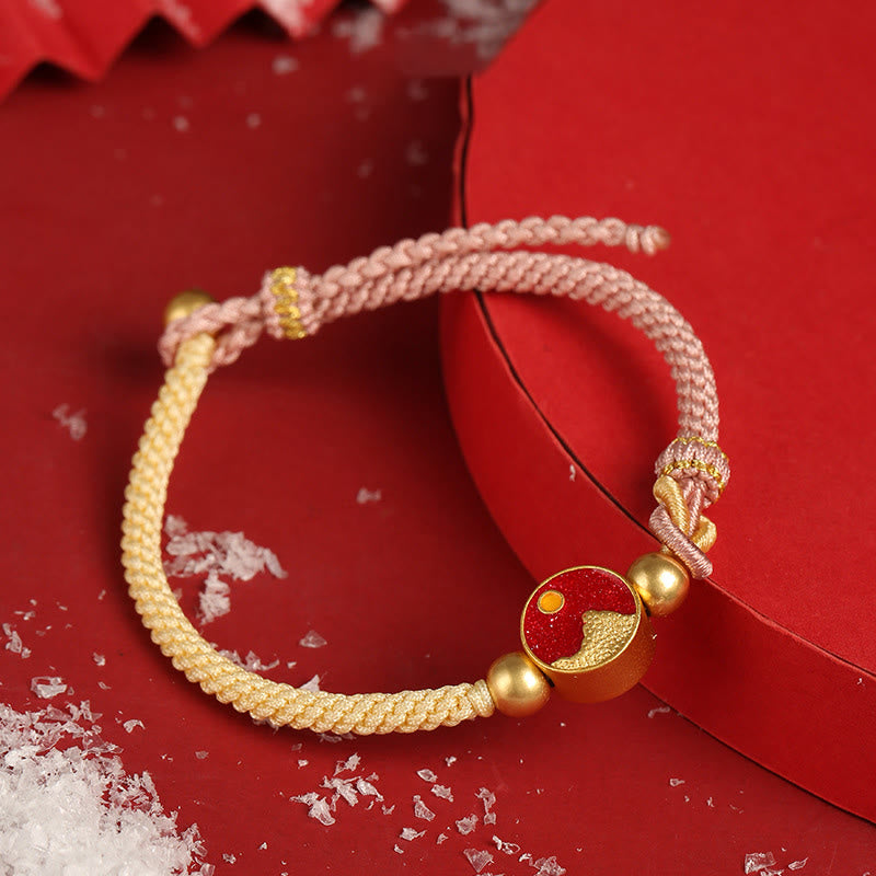 KarmaRipple's Handmade Mountain and Sea Engraved Fortune Two-Color String Pair Bracelet p1