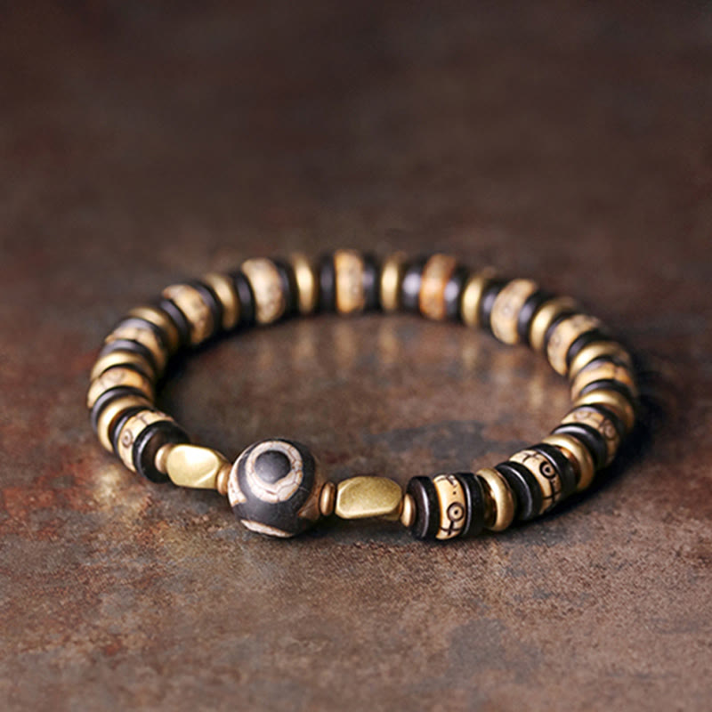 KarmaRipple's Tibetan Yak Bone Ebony Wood Strength Bracelet p5