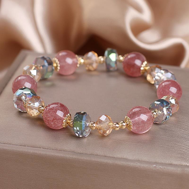 KarmaRipple's Authentic Strawberry Quartz Colorful Gemstone'sitive Bracelet p3
