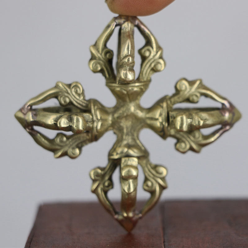 KarmaRipple's Nepal Handmade 5 Prong Double Dorje Bronze Strength Vajra p1