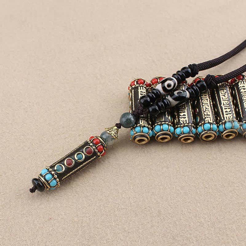 KarmaRipple's Tibetan Om Mani Padme Hum Dzi Bead Wenge Wood Pendant Necklace p11