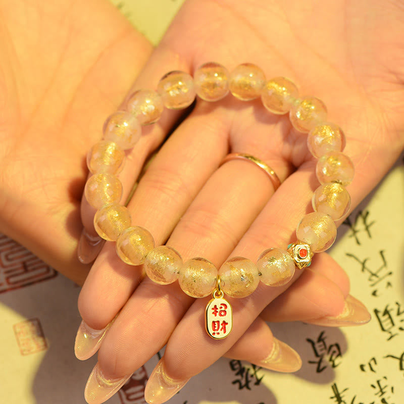 KarmaRipple's Tibetan Incense Ash Liuli Glass Bead Fortunate Fortune Fu Character Talisman Bracelet p7